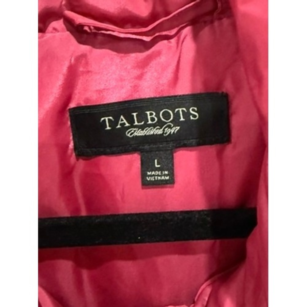 Talbots Pink Puffer Vest Down Fill Quilted Snap Zip Front Pockets Womens Large - Picture 4 of 6